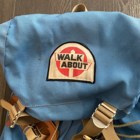 Vintage 70s Walk About Hiking Rucksack Backpack Daypack Leather Bottom Bag Rare* - Picture 2 of 15
